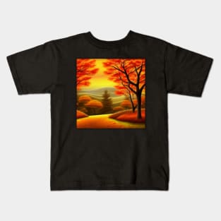 Landscape In Autumn Realism Kids T-Shirt